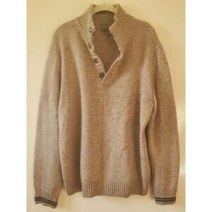 Johnston Murphy Mens L Pullover Shawl Collar Button Sweater Preppy Collegiate